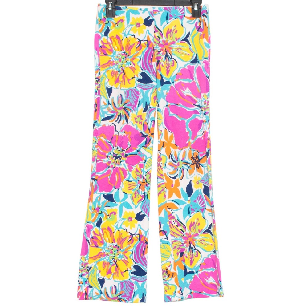 Lilly Pulitzer Floral Pants Tropical Resort Beach Vacation Coastal Preppy 70s XS